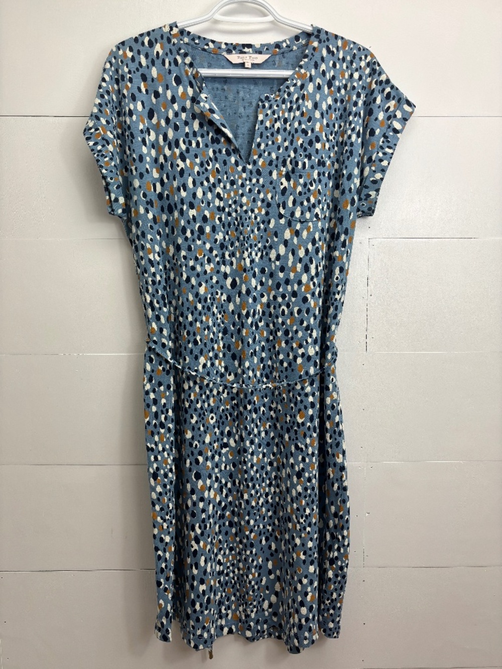 Part Two Copenhagen Mabel Blue Abstract Dot Cotton Jersey Dress - Size L
